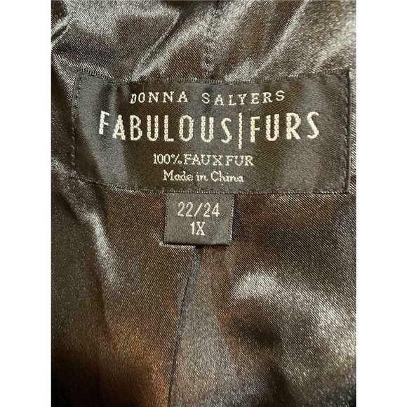 Donna Salyers Fabulous Furs +2X Leopard Print Faux Fur Satin Lined Pockets Coat - Picture 7 of 7